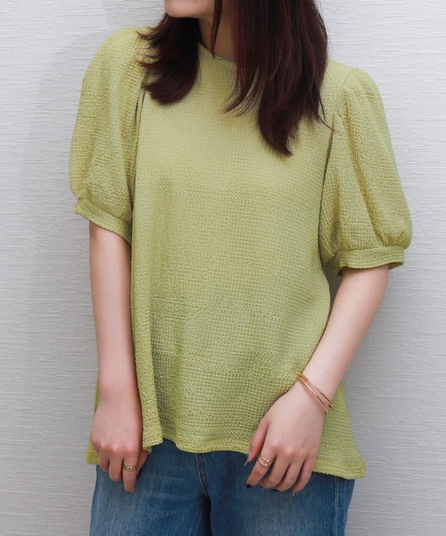 libelle more（リベル モア）の「〈洗える〉ふくれジャガードボリューム袖トップス（Tシャツ/カットソー・レディース・ライトグリーン/アイボリー/ブラック・M）」の21枚目の写真