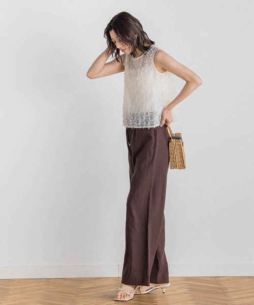 Droite lautreamont(ドロワットロートレアモン)の「リボンカットジャガードブラウス≪手洗い可能≫(シャツ/ブラウス・レディース・オフホワイト/ブルー/ブラック・M)」の12枚目の写真