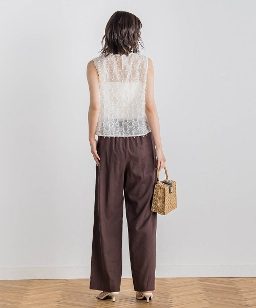 Droite lautreamont(ドロワットロートレアモン)の「リボンカットジャガードブラウス≪手洗い可能≫(シャツ/ブラウス・レディース・オフホワイト/ブルー/ブラック・M)」の14枚目の写真