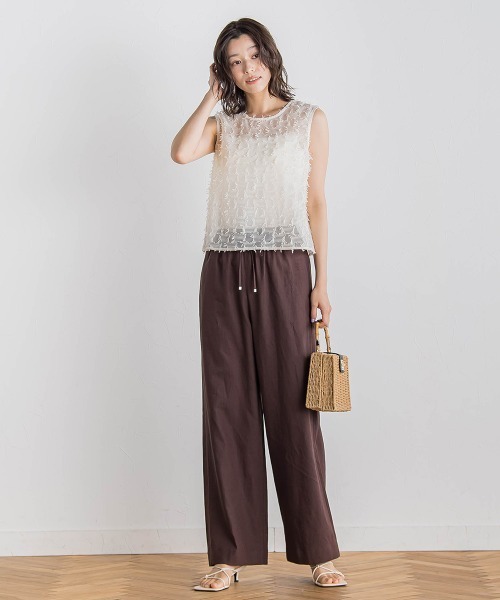 Droite lautreamont(ドロワットロートレアモン)の「リボンカットジャガードブラウス≪手洗い可能≫(シャツ/ブラウス・レディース・オフホワイト/ブルー/ブラック・M)」の16枚目の写真