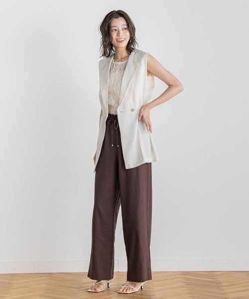 Droite lautreamont(ドロワットロートレアモン)の「リボンカットジャガードブラウス≪手洗い可能≫(シャツ/ブラウス・レディース・オフホワイト/ブルー/ブラック・M)」の17枚目の写真