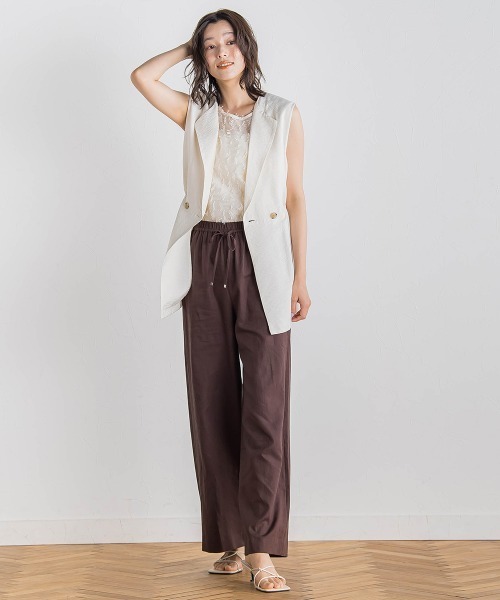 Droite lautreamont(ドロワットロートレアモン)の「リボンカットジャガードブラウス≪手洗い可能≫(シャツ/ブラウス・レディース・オフホワイト/ブルー/ブラック・M)」の18枚目の写真