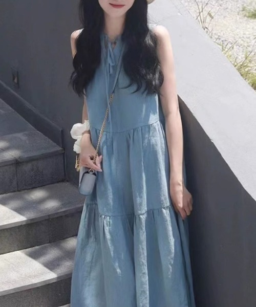 SallyLunn(サリーラン)の「半袖シャーリングワンピース(ワンピース・レディース・ブルー・MEDIUM/LARGE)」の5枚目の写真