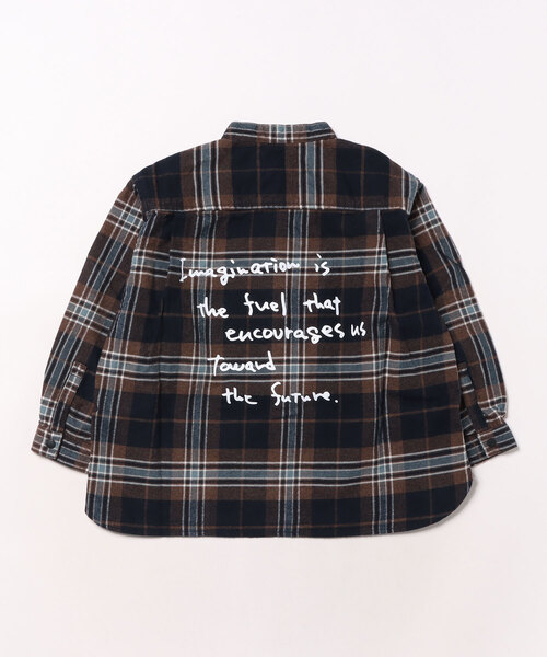 GROOVY COLORS（グルービーカラーズ）の「Wool Plaid Band Collar Graffiti Shirt（シャツ/ブラウス・キッズ・ブラウン・125/115）」の3枚目の写真