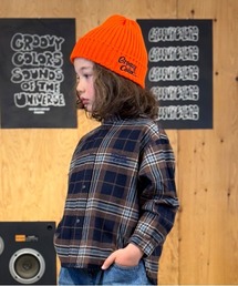 GROOVY COLORS | Wool Plaid Band Collar Graffiti Shirt(シャツ/ブラウス)