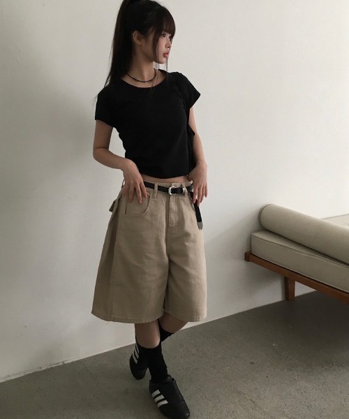 anyonemore(エニワンモア)の「ベーシッククロップドラグラン半袖Tシャツ(Tシャツ/カットソー・レディース・アイボリー/ブラック/ピンク/グレー・FREE)」の16枚目の写真