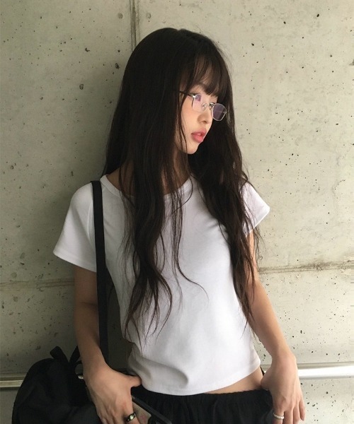 anyonemore(エニワンモア)の「ベーシッククロップドラグラン半袖Tシャツ(Tシャツ/カットソー・レディース・アイボリー/ブラック/ピンク/グレー・FREE)」の21枚目の写真
