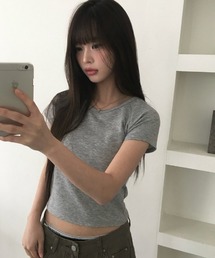 anyonemore（エニワンモア）の「ベーシッククロップドラグラン半袖Tシャツ（Tシャツ/カットソー）」