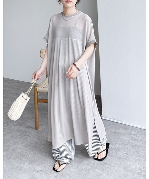 reca（レカ）の「【ZOZOTOWN限定】ヨーク切替フレンチスリーブワンピース（ワンピース・レディース・グレー/チャコールグレー/ブラック/ライム/グリーン/ブルー・FREE）」の3枚目の写真