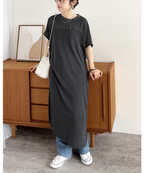 reca（レカ）の「【ZOZOTOWN限定】ヨーク切替フレンチスリーブワンピース（ワンピース・レディース・グレー/チャコールグレー/ブラック/ライム/グリーン/ブルー・FREE）」の2枚目の写真