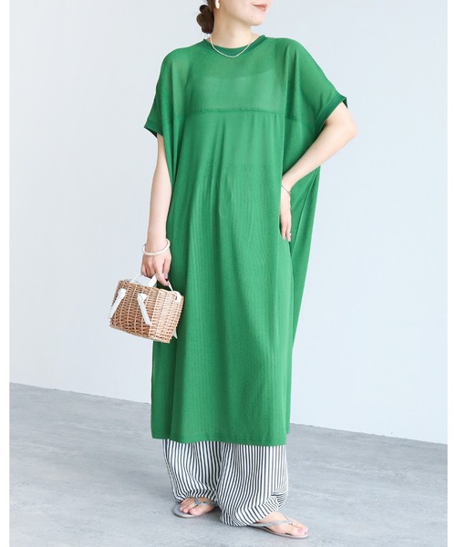 reca（レカ）の「【ZOZOTOWN限定】ヨーク切替フレンチスリーブワンピース（ワンピース・レディース・グレー/チャコールグレー/ブラック/ライム/グリーン/ブルー・FREE）」の5枚目の写真
