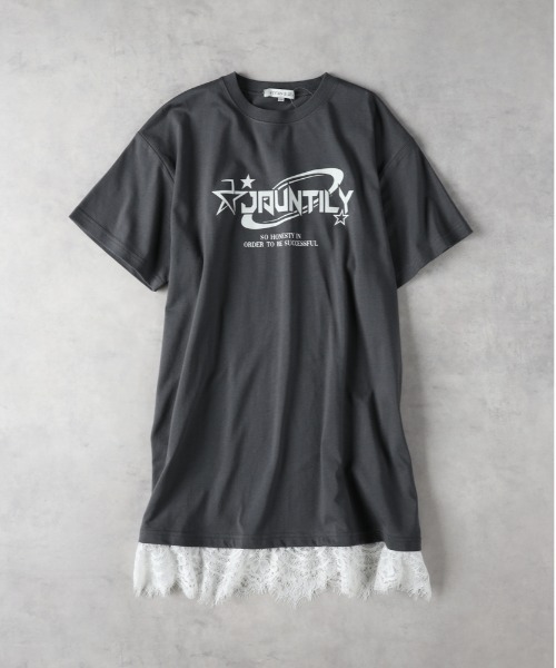 Right-on(ライトオン)の「【VIVIAN BLUE】裾レースカットワンピース(ワンピース・キッズ・サックスブルー/ダークグレー・130/140/150/160)」の2枚目の写真