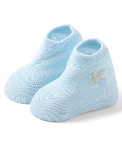 Ampersand（アンパサンド）の「ベビーながれぼしソックス（ベビーシューズ/ベビーソックス・キッズ・ライトグレー/サックスブルー・9/12）」の2枚目の写真