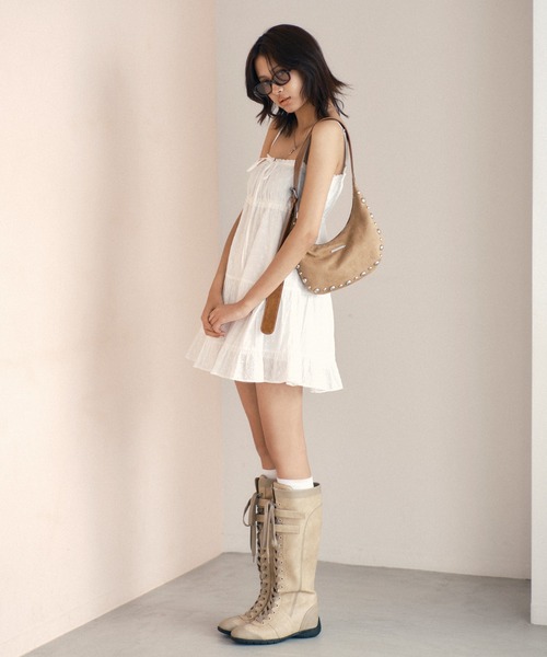 ACLENT（アクレント）の「コットンレースティアードミニキャミワンピース（ワンピース・レディース・ライトブルー/ホワイト/ブラック・SMALL/MEDIUM）」の4枚目の写真