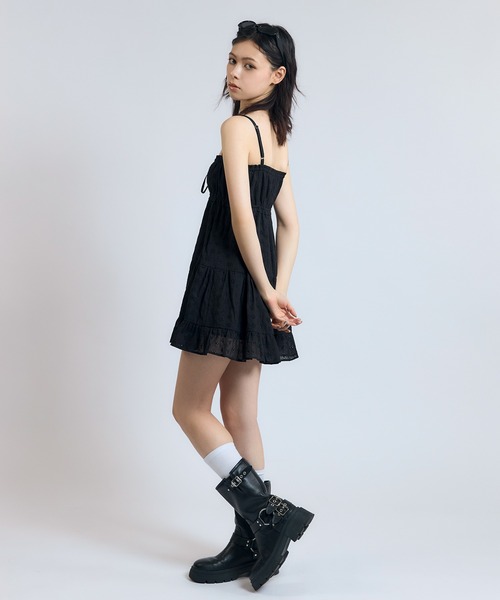 ACLENT（アクレント）の「コットンレースティアードミニキャミワンピース（ワンピース・レディース・ライトブルー/ホワイト/ブラック・SMALL/MEDIUM）」の10枚目の写真