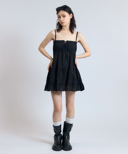 ACLENT（アクレント）の「コットンレースティアードミニキャミワンピース（ワンピース・レディース・ライトブルー/ホワイト/ブラック・SMALL/MEDIUM）」の12枚目の写真