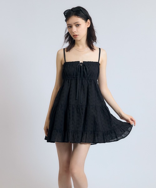 ACLENT（アクレント）の「コットンレースティアードミニキャミワンピース（ワンピース・レディース・ライトブルー/ホワイト/ブラック・SMALL/MEDIUM）」の13枚目の写真