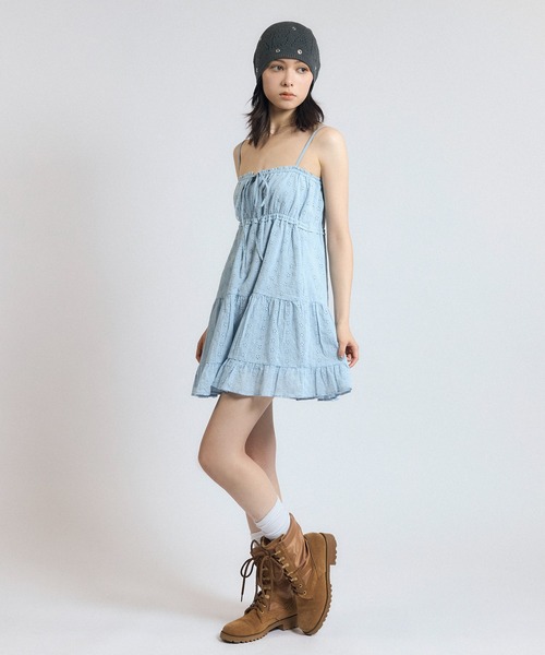 ACLENT（アクレント）の「コットンレースティアードミニキャミワンピース（ワンピース・レディース・ライトブルー/ホワイト/ブラック・SMALL/MEDIUM）」の15枚目の写真