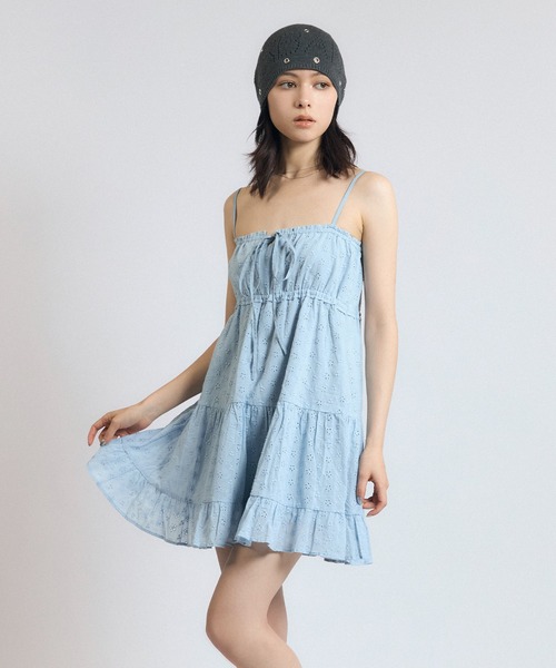 ACLENT（アクレント）の「コットンレースティアードミニキャミワンピース（ワンピース・レディース・ライトブルー/ホワイト/ブラック・SMALL/MEDIUM）」の18枚目の写真