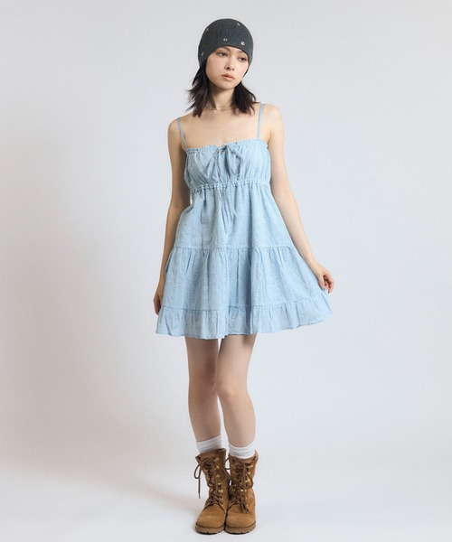 ACLENT（アクレント）の「コットンレースティアードミニキャミワンピース（ワンピース・レディース・ライトブルー/ホワイト/ブラック・SMALL/MEDIUM）」の16枚目の写真