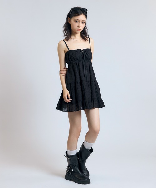 ACLENT（アクレント）の「コットンレースティアードミニキャミワンピース（ワンピース・レディース・ライトブルー/ホワイト/ブラック・SMALL/MEDIUM）」の9枚目の写真