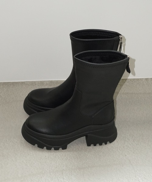 ボアライニング 厚底ジップショートブーツ chs25a010