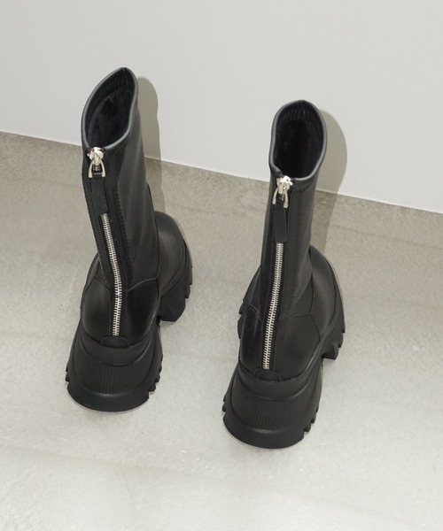 ボアライニング 厚底ジップショートブーツ chs25a010（ブーツ