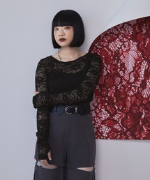 ELUNIS（エルニス）の「ストレッチレースコンパクトトップス（Tシャツ/カットソー）」