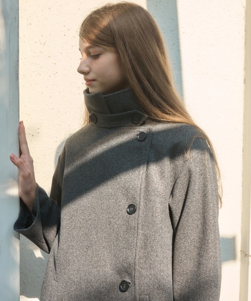 Birthday room(バースデイルーム)の「スタンドカラーピーコート/stand collar pea coat(ピーコート・レディース・グレー/ネイビー・FREE)」の4枚目の写真