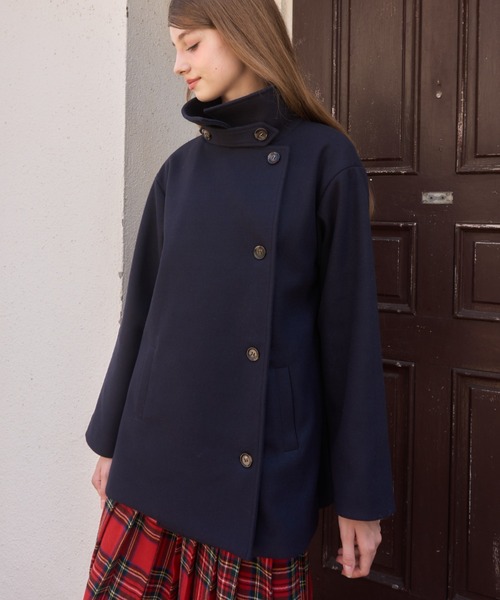 【新品未使用】STAND COLLAR PEA COAT NAVY スタンドカラーピーコート/stand collar pea coat（ピーコート
