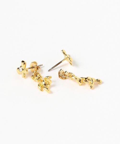 Ray BEAMS（レイビームス）の「リボン × ベア 2WAY ピアス（ピアス（両耳用）・レディース・シルバー/ゴールド・ONE SIZE）」の4枚目の写真
