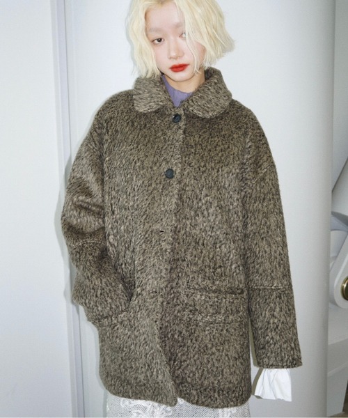 セール】removable-cuffs 2way shaggy jacket / フリルシャギー