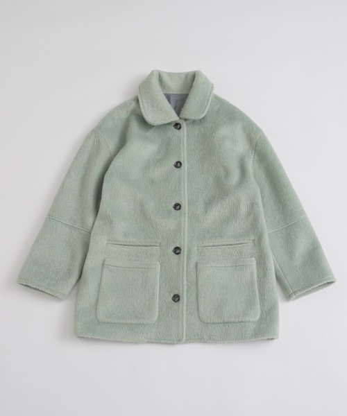 musubore フリルシャギージャケット グリーン セール】removable-cuffs 2way shaggy jacket / フリルシャギー