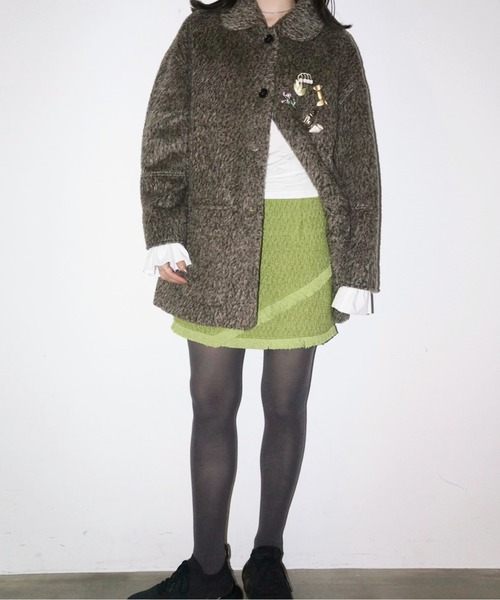 musubore（ムスボレ）の「removable-cuffs 2way shaggy jacket 