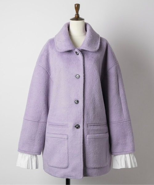 セール】removable-cuffs 2way shaggy jacket / フリルシャギー