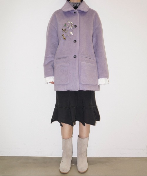 セール】removable-cuffs 2way shaggy jacket / フリルシャギー