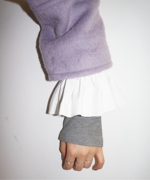 セール】removable-cuffs 2way shaggy jacket / フリルシャギー