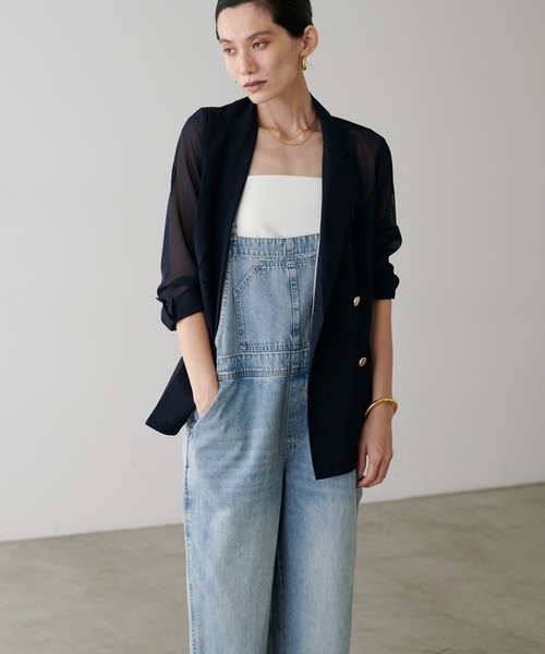 LARUTA（ラルータ）の「【LARUTA】メタル釦メッシュジャケット（テーラードジャケット・レディース・モカ/ネイビー/ブラック・FREE）」の3枚目の写真