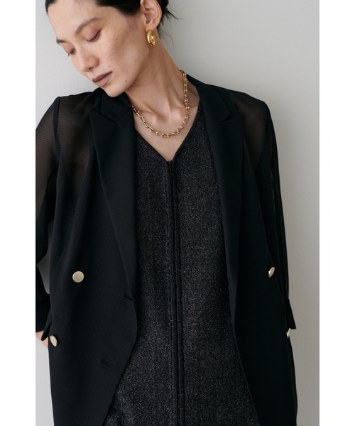 LARUTA（ラルータ）の「【LARUTA】メタル釦メッシュジャケット（テーラードジャケット・レディース・モカ/ネイビー/ブラック・FREE）」の4枚目の写真