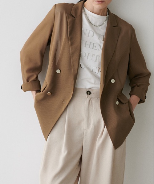 LARUTA（ラルータ）の「【LARUTA】メタル釦メッシュジャケット（テーラードジャケット・レディース・モカ/ネイビー/ブラック・FREE）」の10枚目の写真