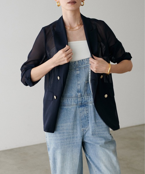 LARUTA（ラルータ）の「【LARUTA】メタル釦メッシュジャケット（テーラードジャケット・レディース・モカ/ネイビー/ブラック・FREE）」の17枚目の写真