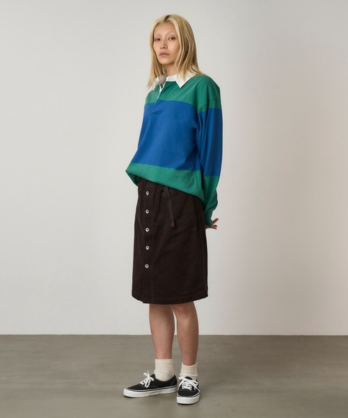 Gramicci（グラミチ）の「BUTTONED DOWN MIDI SKIRT｜ボタンダウンミディアムスカート（スカート・レディース・オリーブ/ダークブラウン系/キャメル/アイボリー・L/S/M）」の9枚目の写真