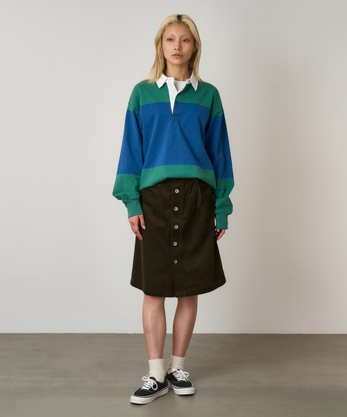 Gramicci（グラミチ）の「BUTTONED DOWN MIDI SKIRT｜ボタンダウンミディアムスカート（スカート・レディース・オリーブ/ダークブラウン系/キャメル/アイボリー・L/S/M）」の12枚目の写真