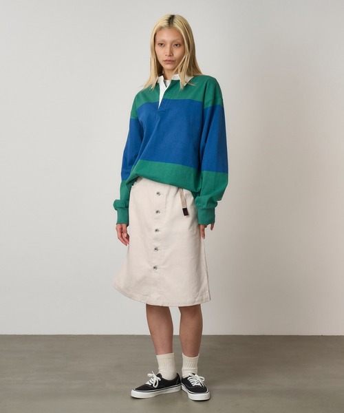 Gramicci（グラミチ）の「BUTTONED DOWN MIDI SKIRT｜ボタンダウンミディアムスカート（スカート・レディース・オリーブ/ダークブラウン系/キャメル/アイボリー・L/S/M）」の11枚目の写真