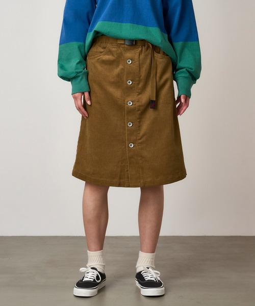 Gramicci（グラミチ）の「BUTTONED DOWN MIDI SKIRT｜ボタンダウンミディアムスカート（スカート・レディース・オリーブ/ダークブラウン系/キャメル/アイボリー・L/S/M）」の6枚目の写真