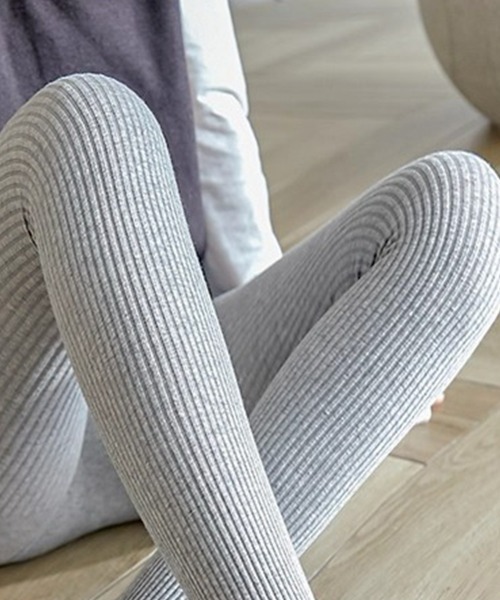 リブ細身美脚レギンス リブニット レギンス きれいめカジュアル