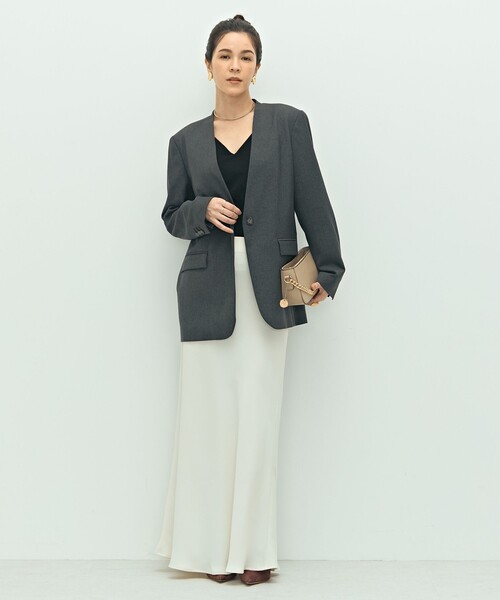 NOLLEY’S Sophi（ノーリーズソフィ）の「【WEB STAFF守屋☆別注】《セットアップ対応》ウォッシャブルソフトシャンブレーノーカラージャケット（ノーカラージャケット・レディース・カーキ/チャコールグレー・38/36/34）」の21枚目の写真