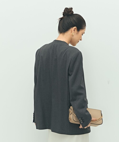 NOLLEY’S Sophi（ノーリーズソフィ）の「【WEB STAFF守屋☆別注】《セットアップ対応》ウォッシャブルソフトシャンブレーノーカラージャケット（ノーカラージャケット・レディース・カーキ/チャコールグレー・38/36/34）」の22枚目の写真