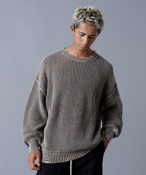 DankeSchon/ダンケシェーン/PIGMENT CHEMICAL AZE CREWNECK（ニット