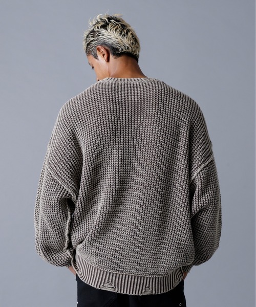 DANKE SCHON(ダンケシェーン)の「DankeSchon/ダンケシェーン/PIGMENT CHEMICAL AZE CREWNECK(ニット/セーター・メンズ・ブラック/ブラウン・M/L)」の7枚目の写真